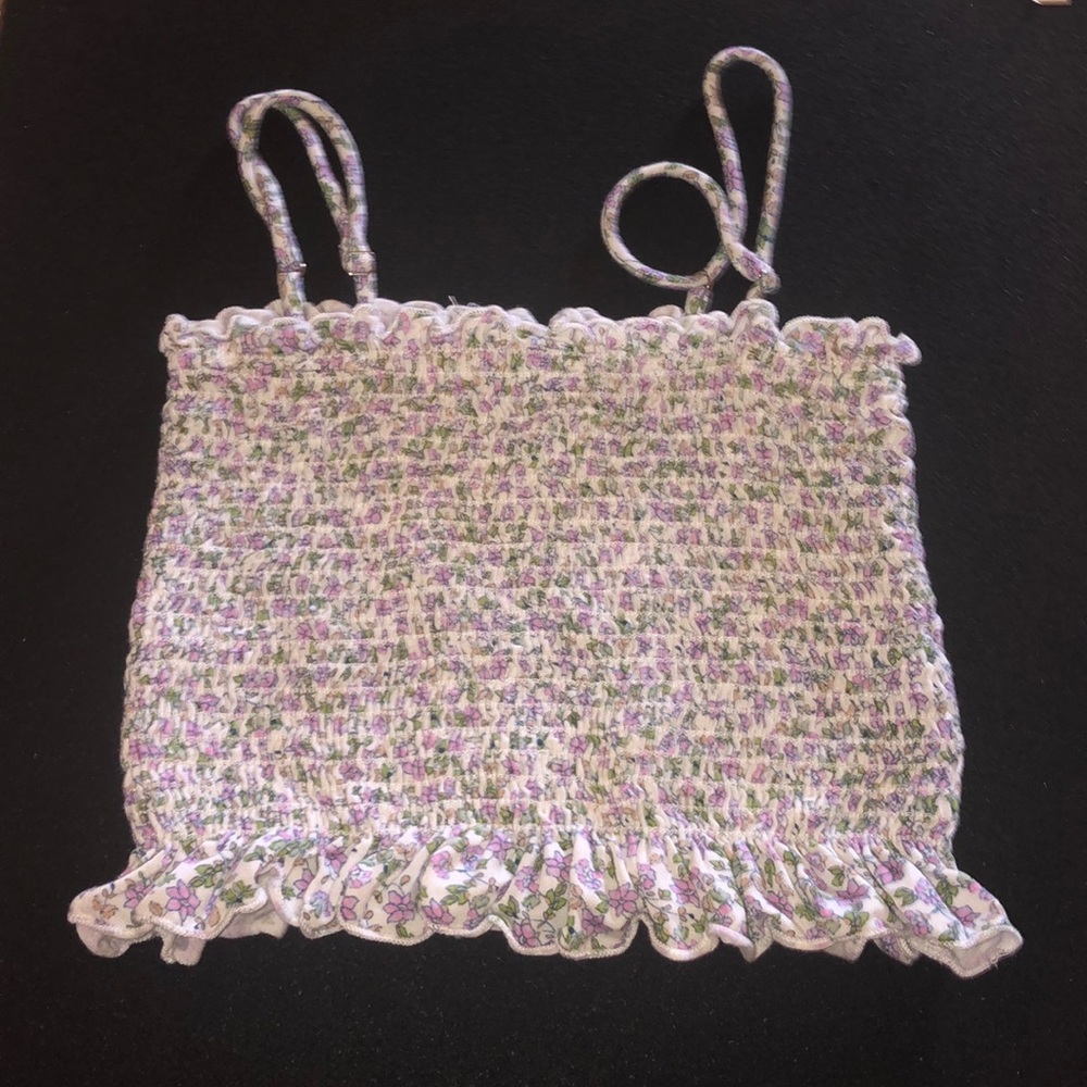 White crop top with flowers